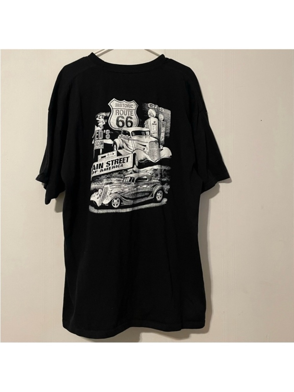 Vintage Route 66 Black Short Sleeve Graphic T Shirt